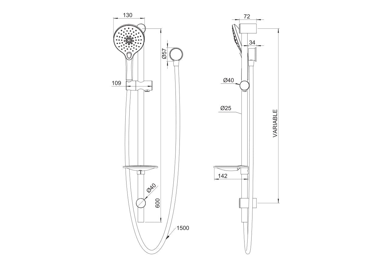 Posh Domaine Rail Shower 3F CP (4*)