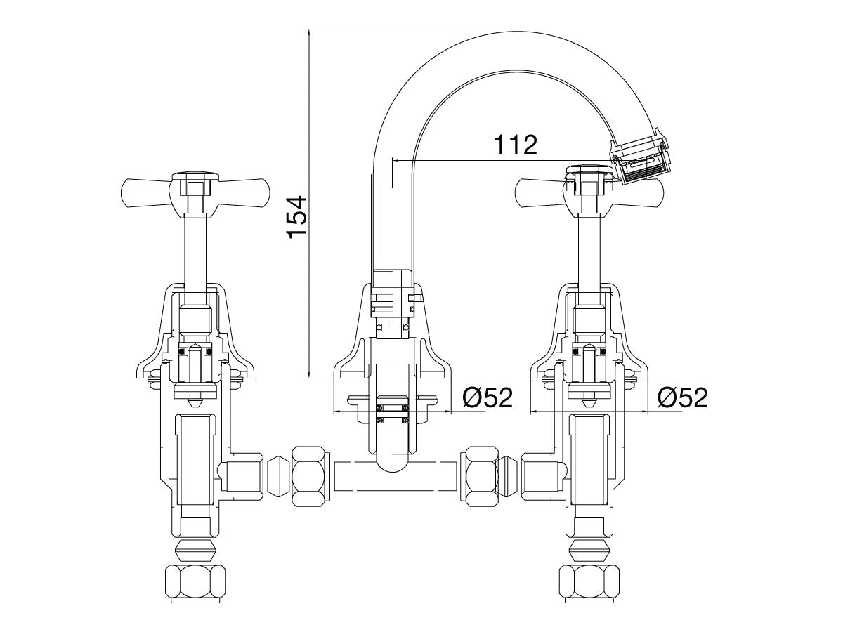 Posh Bristol Basin Set Swivel White/ Gold (4 Star)