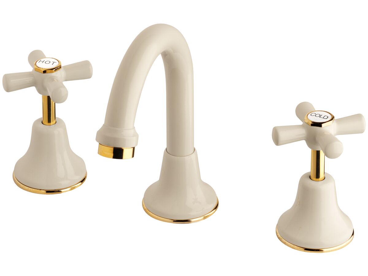 Posh Bristol Basin Set Swivel White/ Gold (4 Star)