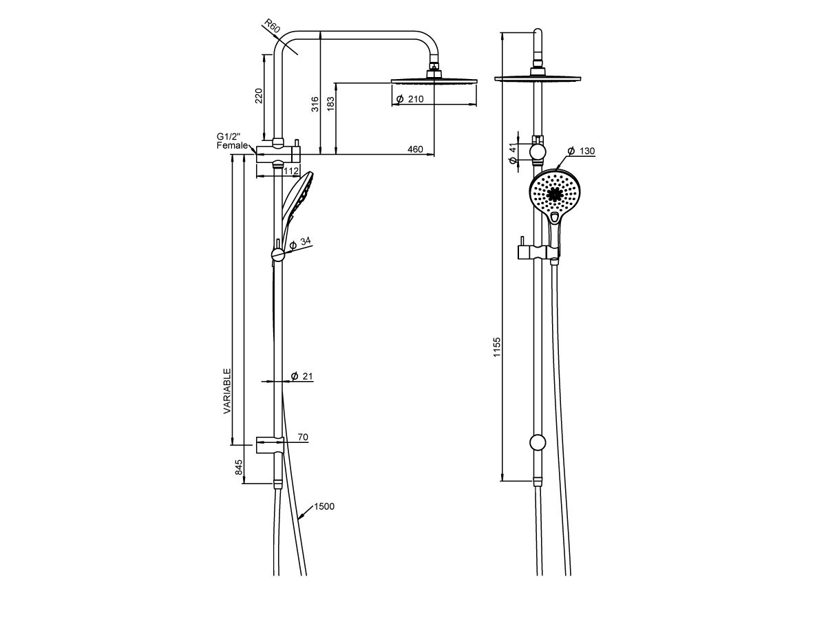 Posh Domaine Twin Rail Shower MB (3*)