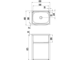 Clark 8051 Trough &amp; Cabinet Single 45L 1 Taphole Right Hand Stainless Steel