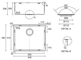 Franke Bow BXX210-50 Single Bowl Inset/Undermount/Flushmount Sink Pack Type 1 Stainless Steel