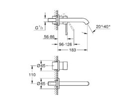 GROHE Essence New Wall Basin Mixer Tap Set 180mm Chrome (5 Star)