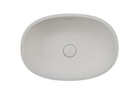 Kado Lussi Cast Solid Surface Above Counter Basin with Plug &amp; Waste 500mm White