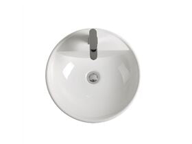 Kado Lux Round Semi Inset Basin 1 Taphole 460mm White with Overflow