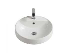 Kado Lux Round Semi Inset Basin 1 Taphole 460mm White with Overflow