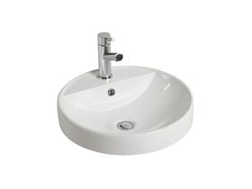 Kado Lux Round Semi Inset Basin 1 Taphole 460mm White with Overflow