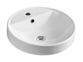 Kado Lux Round Semi Inset Basin 1 Taphole 460mm White with Overflow