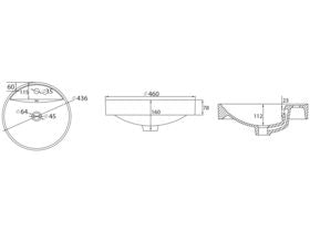 Kado Lux Round Semi Inset Basin 1 Taphole 460mm White with Overflow