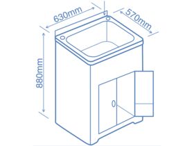 Milena 70L Laundry Tub &amp; Cabinet White