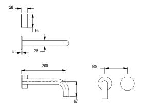 Milli Pure Progressive Wall Basin Mixer Tap System 200mm Chrome (3 Star)