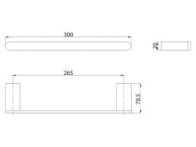 Mizu Soothe Single Towel Rail 300mm Chrome