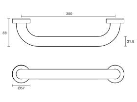 Mobi 32 x 300mm Grab Rail Polished Stainless Steel