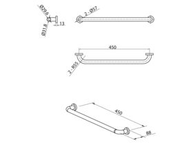 Mobi 32 x 450mm Grab Rail Polished Stainless Steel