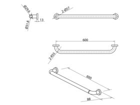 Mobi 32 x 600mm Grab Rail Polished Stainless Steel