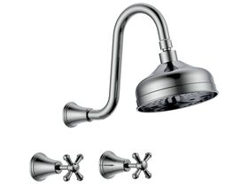 Posh Canterbury Gooseneck Shower Set Cross Handles Chrome (3 Star)