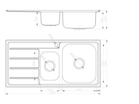 Posh Solus MK3 1 1/3 Bowl Inset Sink, 1 Taphole, Right Hand Bowl Stainless Steel