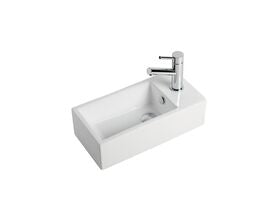 Posh Solus Mini Wall Basin with Fixing Bolts 485mm 1 Taphole Right Handed